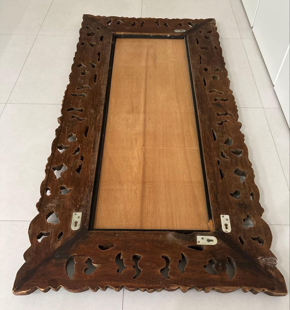 大きいサイズ！バリ　アジアン　レリーフ　壁掛けミラー　鏡