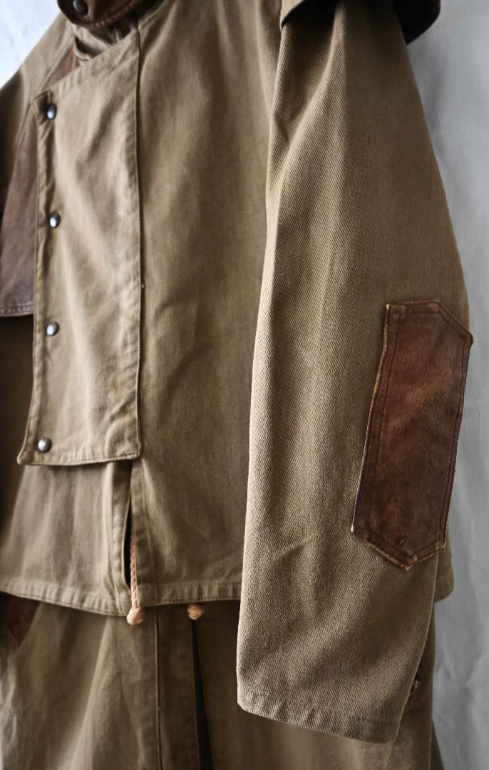 ninja964/スタンドカラー モーターサイクル ミリタリーレザーコート