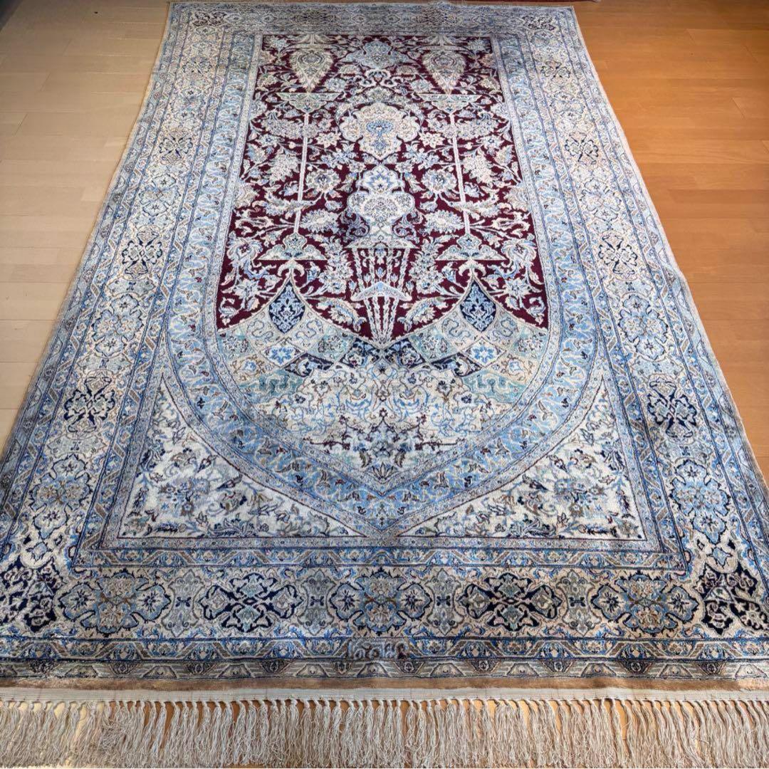 手織りのアンティークペルシャ絨毯 ナイン　ハビビアン