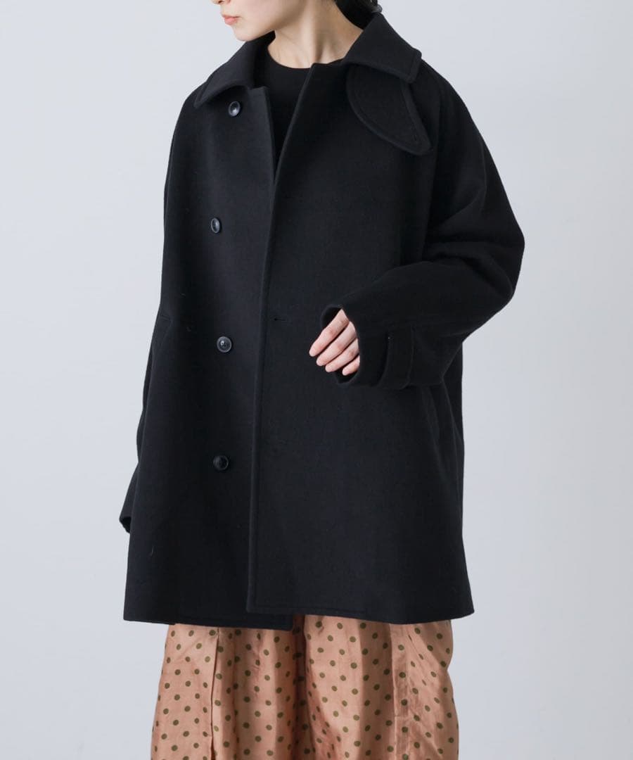 未使用　かぐれ　ウールシングルPコート【25AW 】BLACK