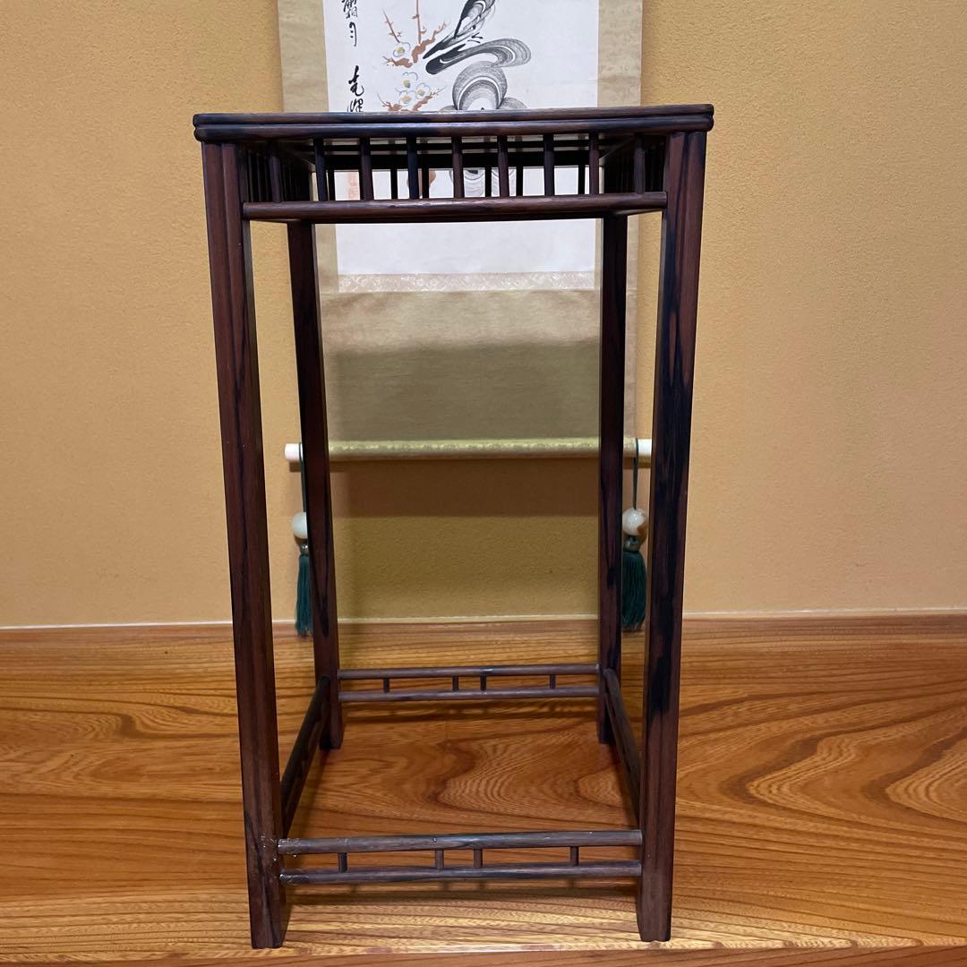 【唐木】懸崖1.1尺 盆栽台 黒檀 ビンテージ品 高卓(こうしょく)【訳あり品】