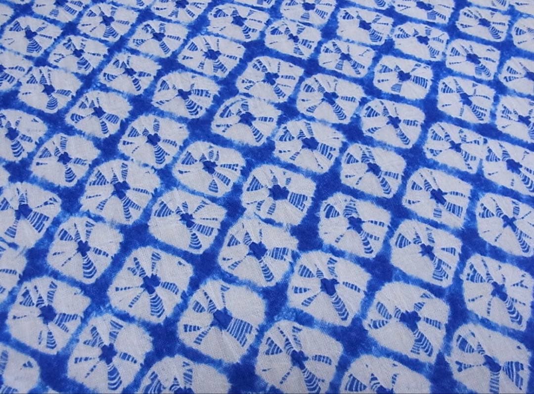 有松鳴海織り 浴衣 青系 鹿子絞り シンプル Sサイズ 小中高生にも