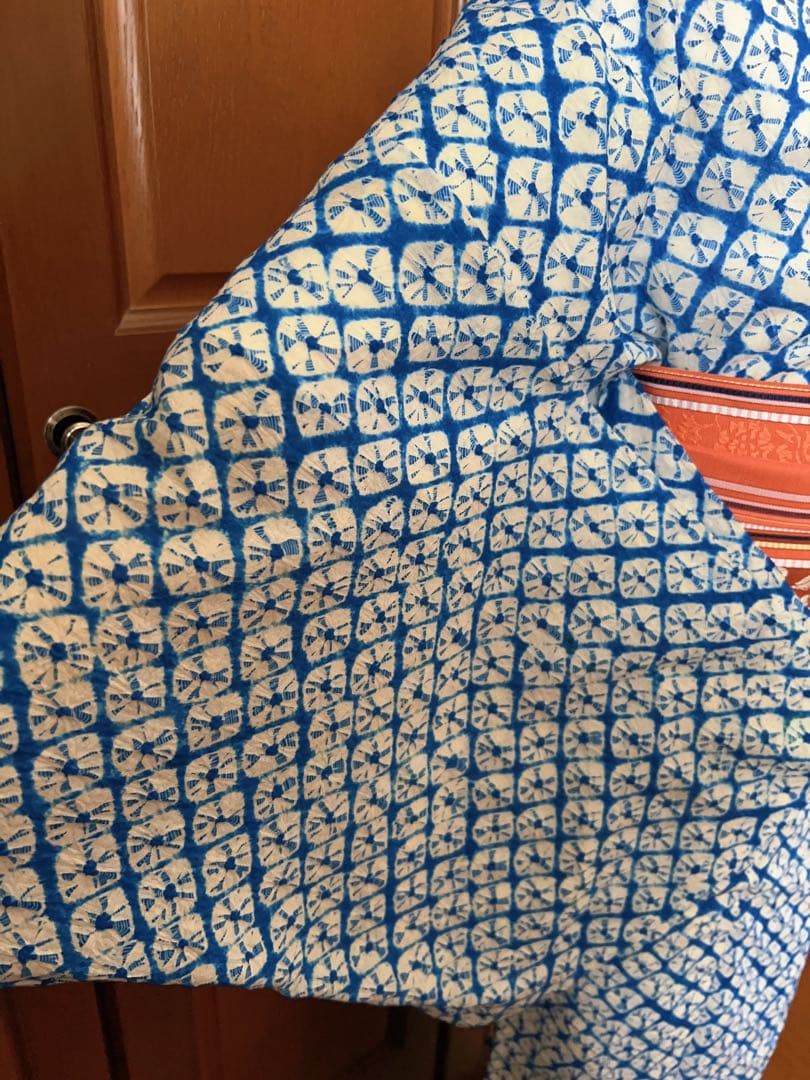 有松鳴海織り 浴衣 青系 鹿子絞り シンプル Sサイズ 小中高生にも