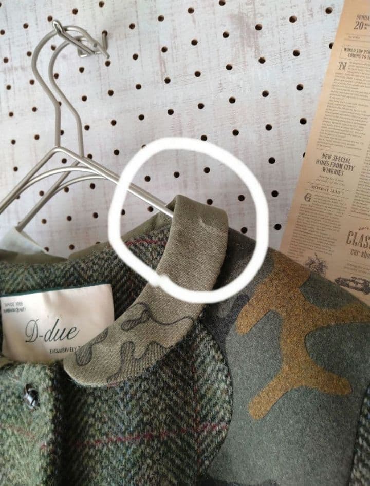 デドゥエ D-due 迷彩丸襟 Aラインフレアコート アッシュペーフランス