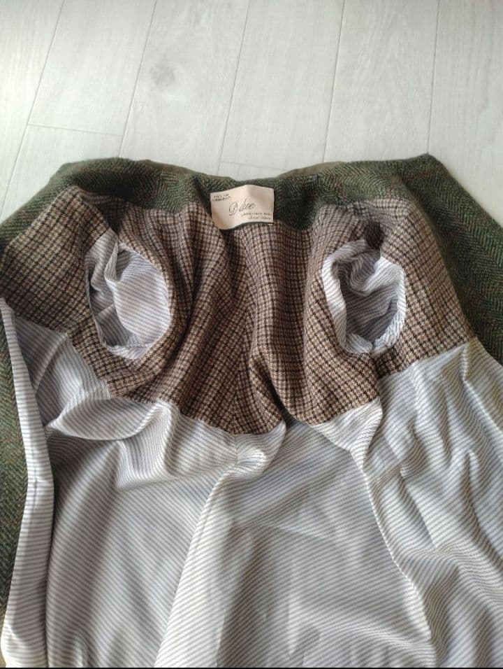 デドゥエ D-due 迷彩丸襟 Aラインフレアコート アッシュペーフランス