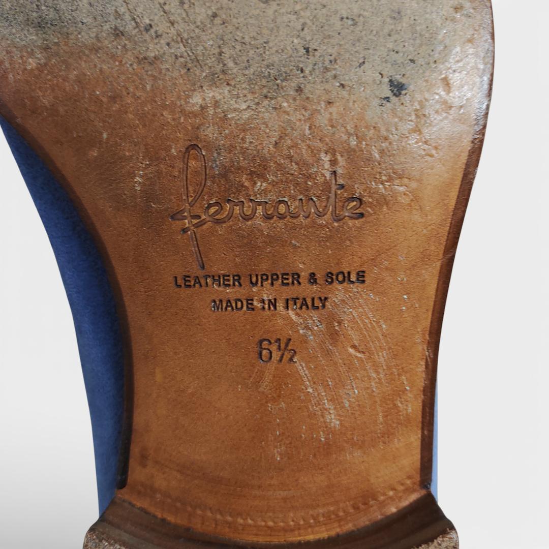 フェランテ|ローファー|スエード|6.5|水色|i1783