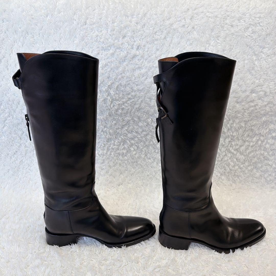 美品✨ サルトル ブラック レザー ロングブーツ　クロスストラップ　37