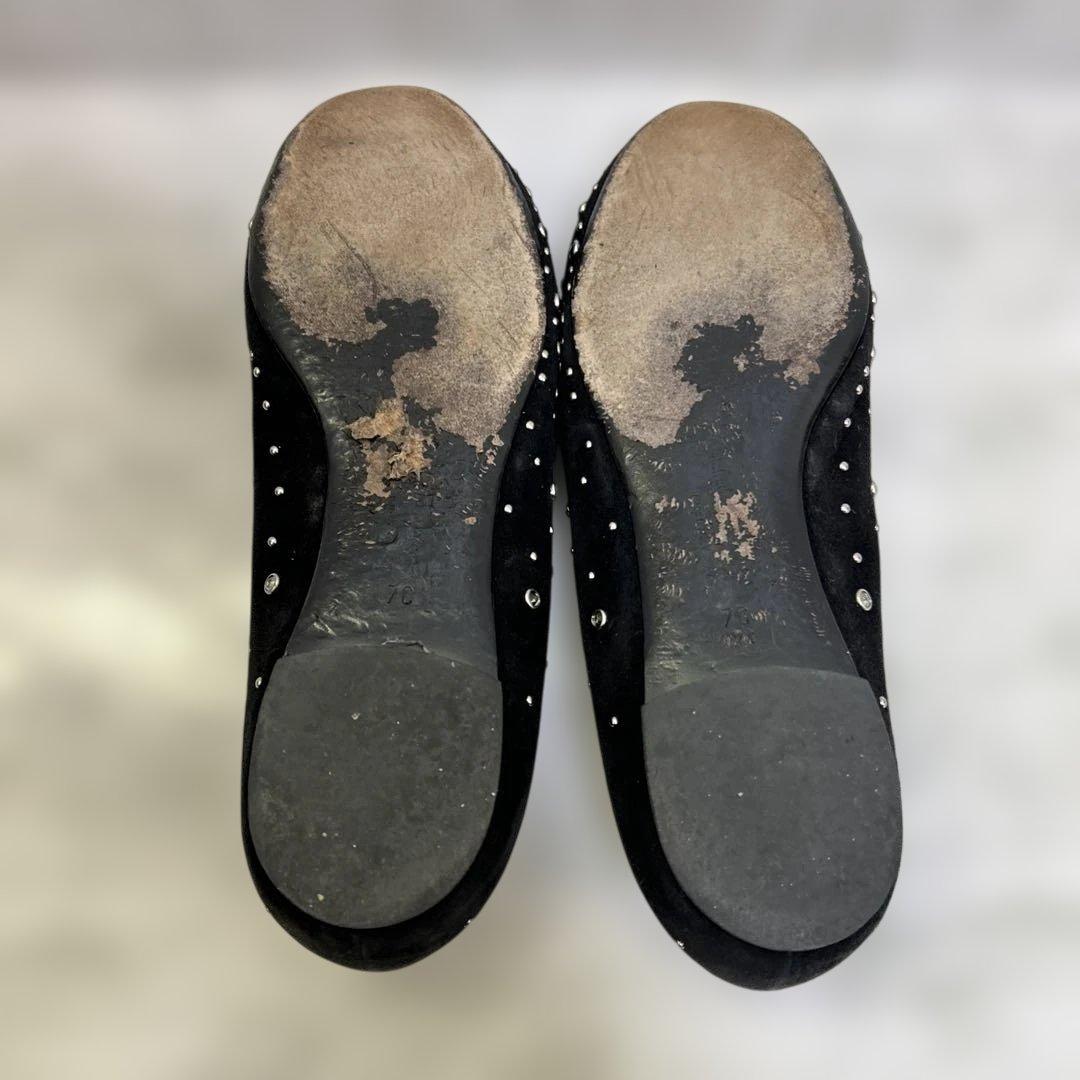 （外観美品）Ferragamo ブラック スタッズ バレエシューズ　24cm