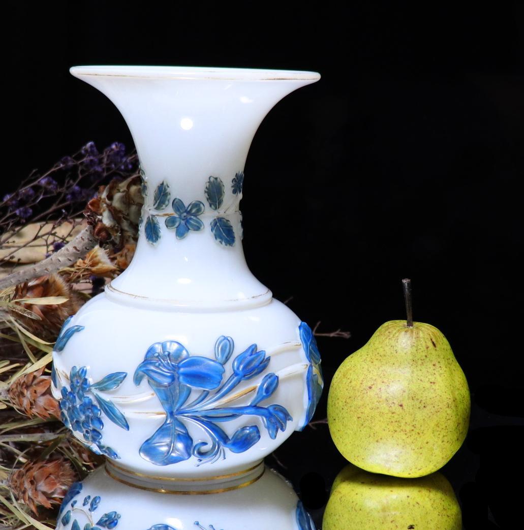 オールド・バカラ 19世紀美術館級作品 パリ万博試作品 レアカラー 大型花瓶 青