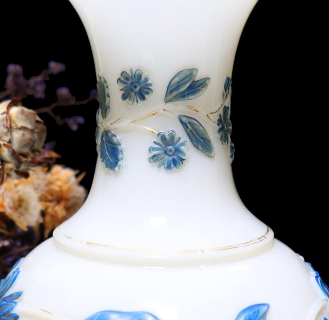 オールド・バカラ 19世紀美術館級作品 パリ万博試作品 レアカラー 大型花瓶 青