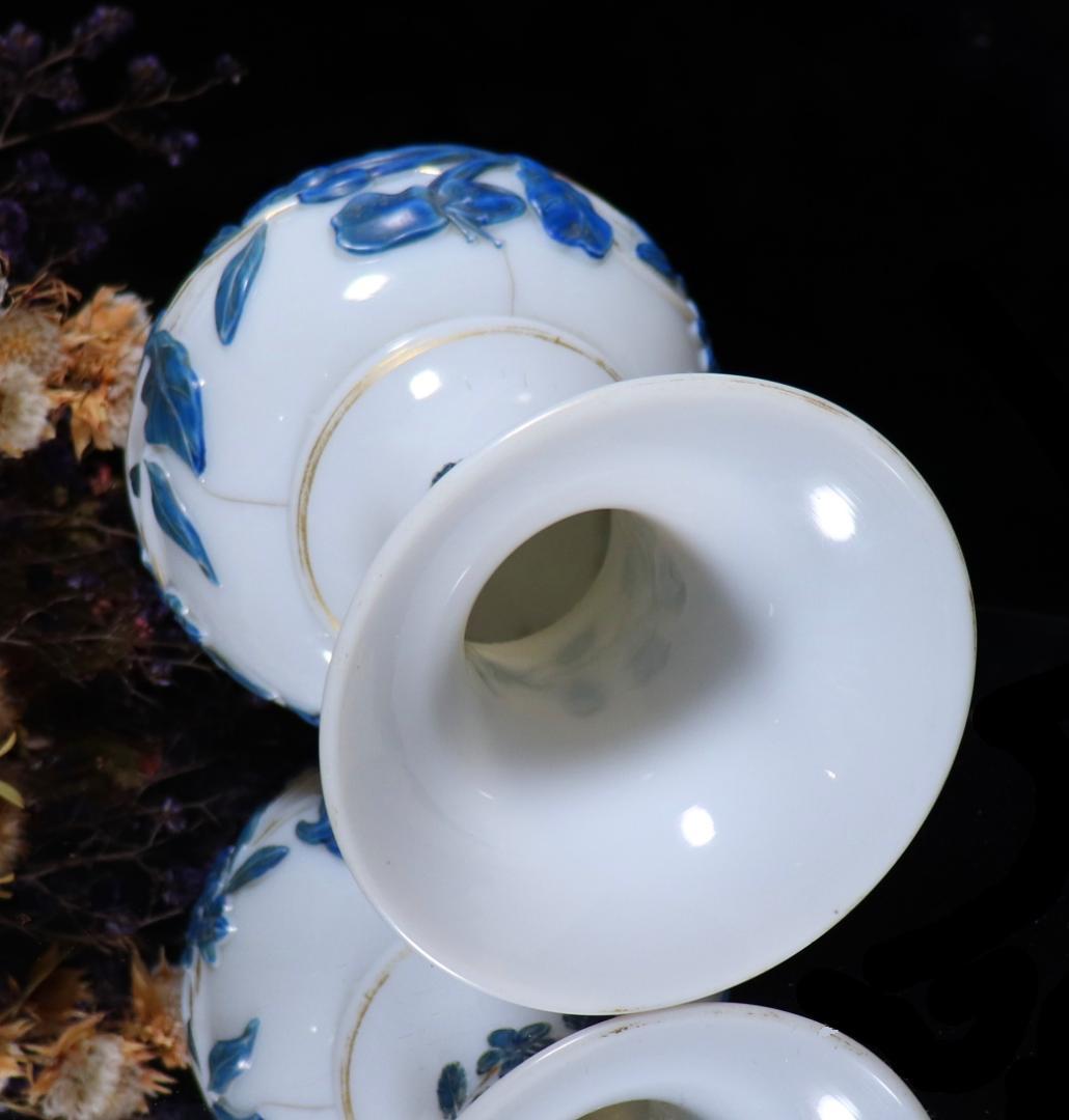 オールド・バカラ 19世紀美術館級作品 パリ万博試作品 レアカラー 大型花瓶 青