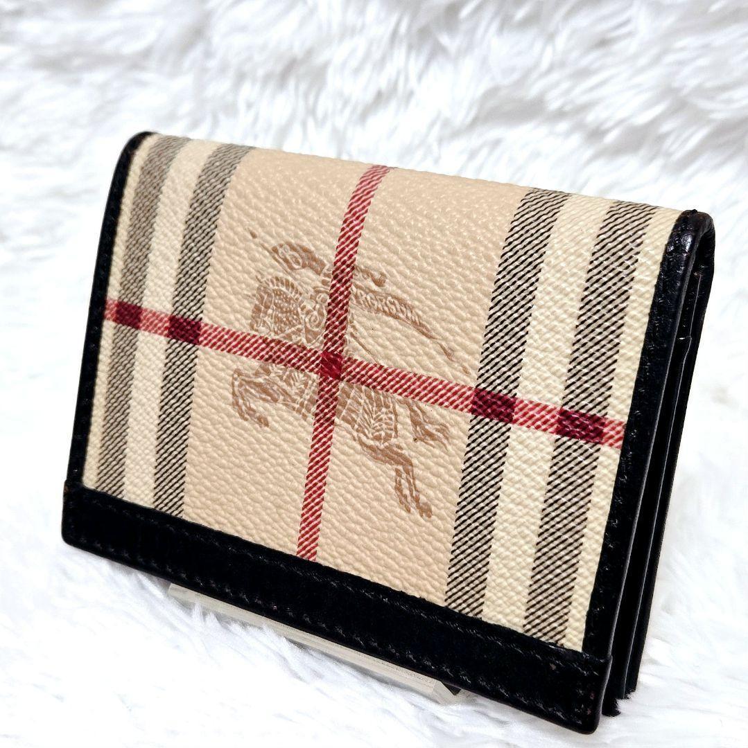 希少 ホースロゴ BURBERRY 名刺入れ カードケース ノバチェック レザー