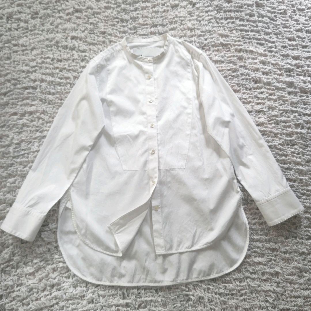 TICCA　定番　ビブヨークシャツ　コットン　ノーカラー　ホワイト　サイズ3