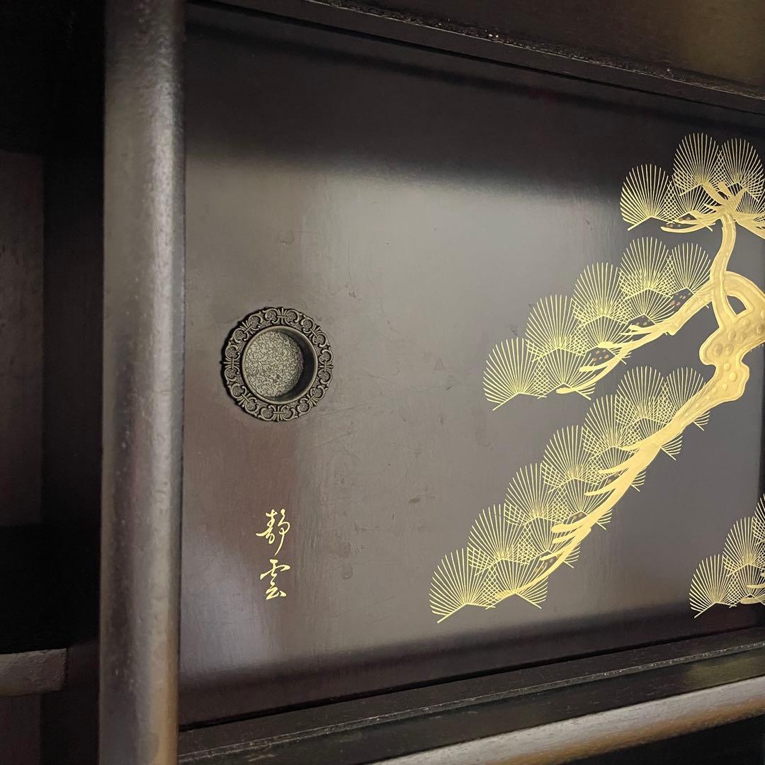 昭和レトロ 茶箪笥 螺鈿細工 松柄 和箪笥 飾り棚 キャビネット