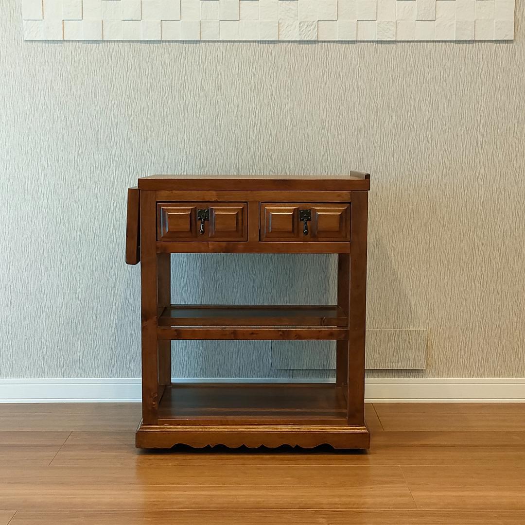 アンティーク　キッチンワゴン　バタフライ　サイドテーブル　スペイン輸入家具