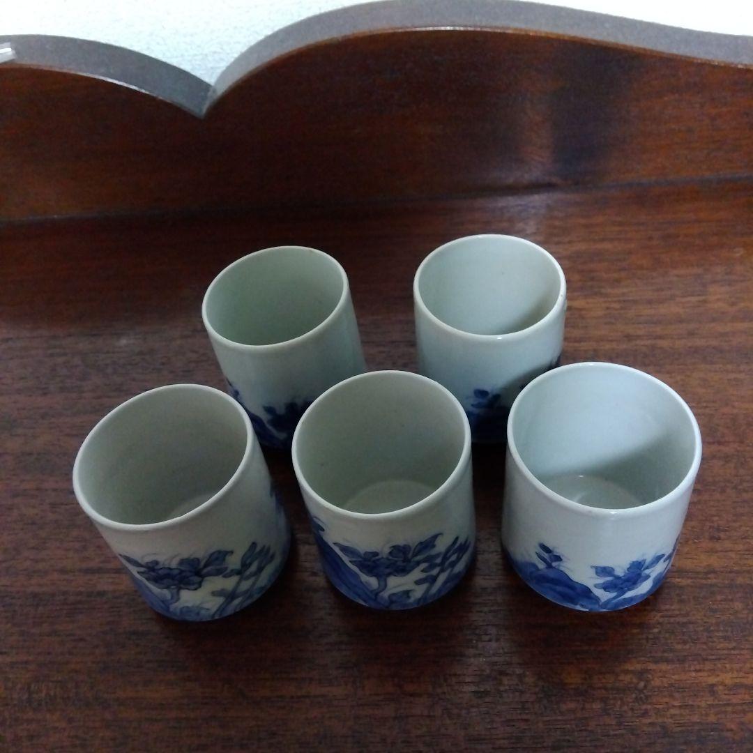 古伊万里　　覗き猪口　岩に牡丹、柳　５個　　23000円→20000円