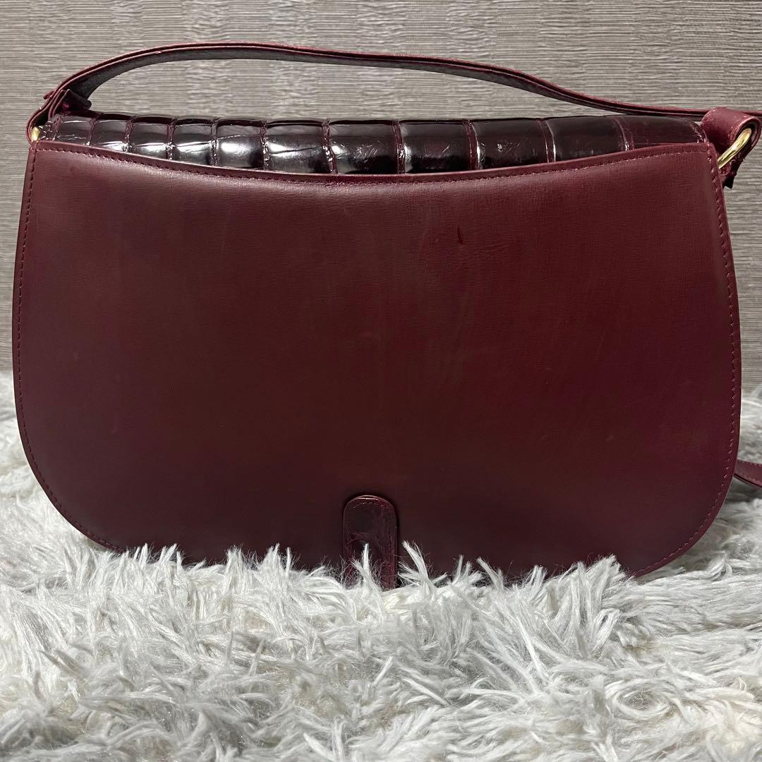 ✨️希少カラー✨️ ジーノトロンバ シャイニングクロコ ショルダーバッグ 赤