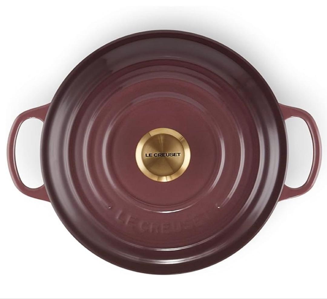 新品♡LE CREUSETココット・ロンド18フィグ希少『ゴールドノブ』限定色