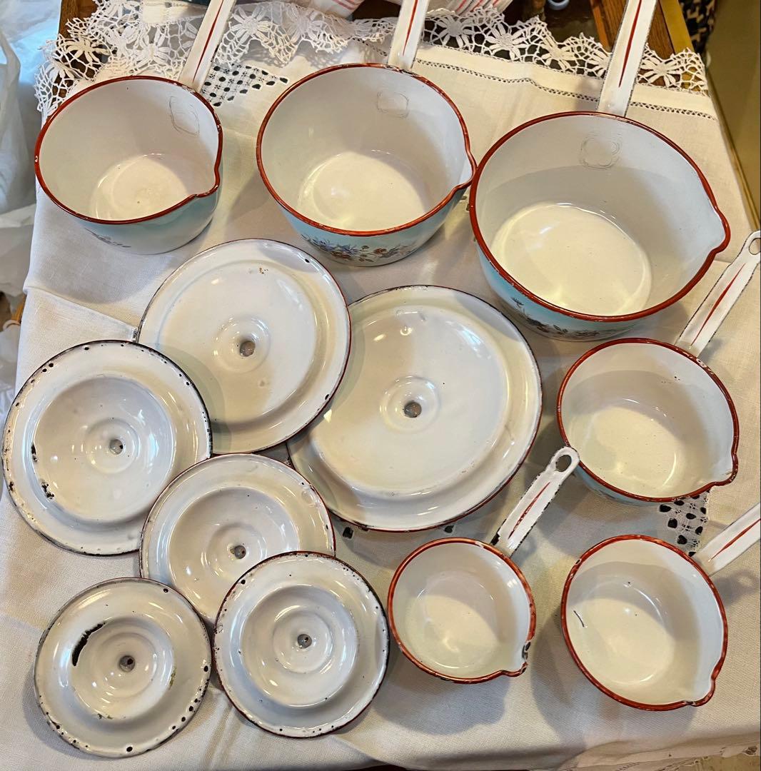 フランスアンティークホーローセット