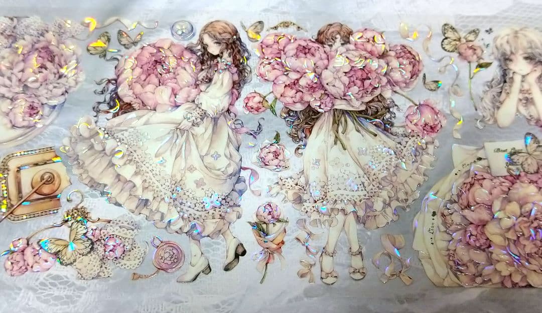 ✩再販✩J684＃芍药季(贝壳光)LION切売り海外人物マステ女子