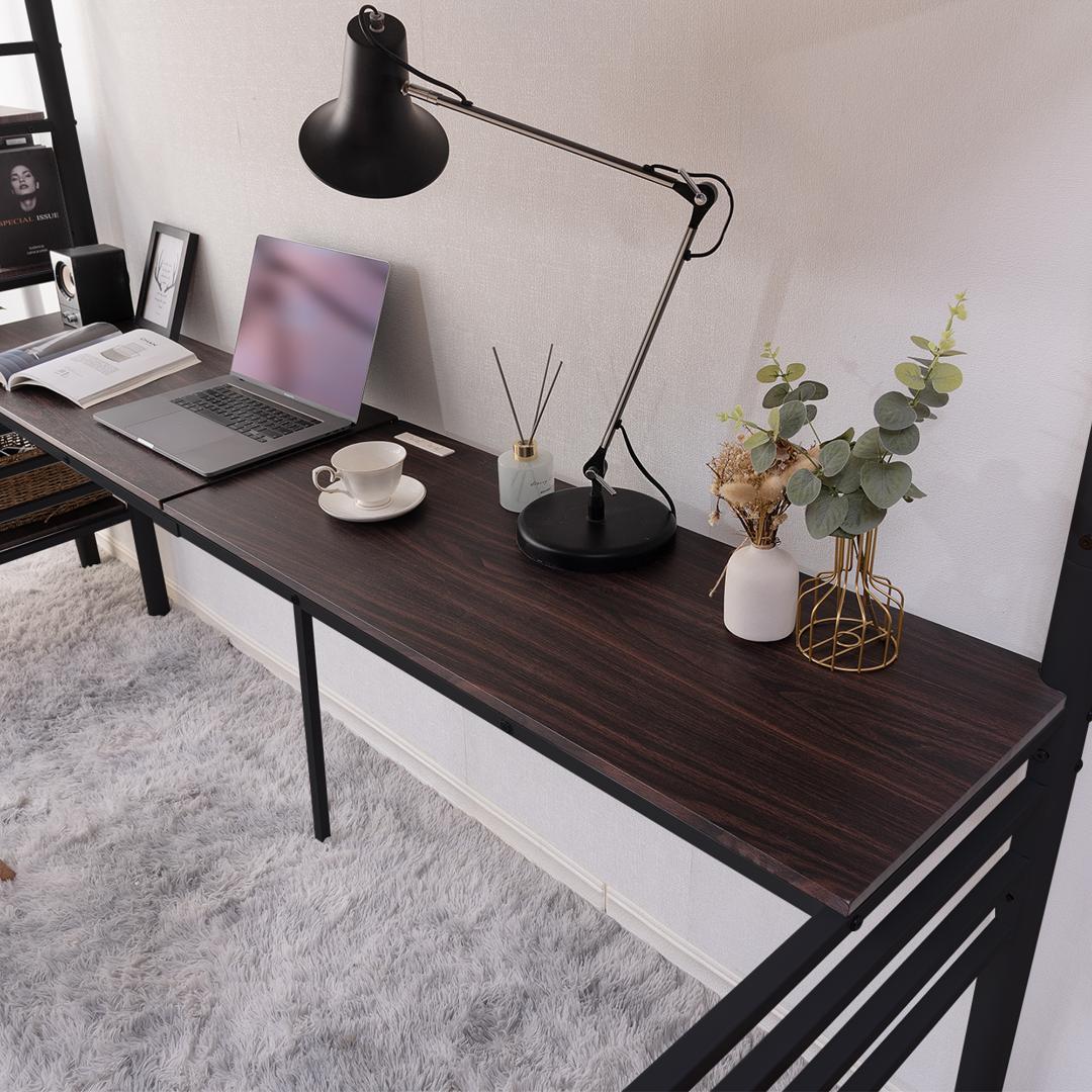 階段付きパイプベッド シングル コンセント付き収納子供ベッドスチール耐震ベッド