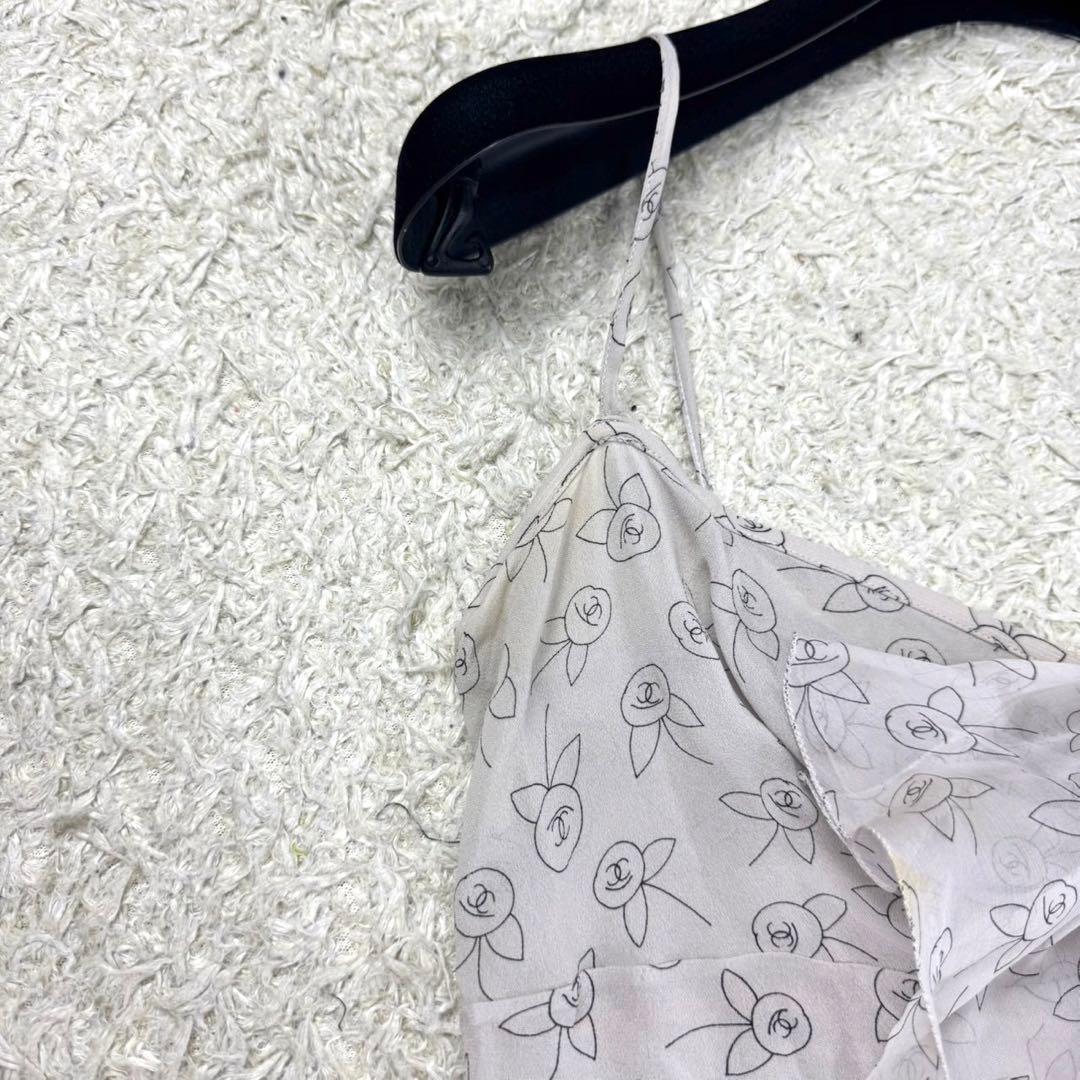CHANEL 03A キャミソール ココマーク 総柄 フリル ロゴボタン