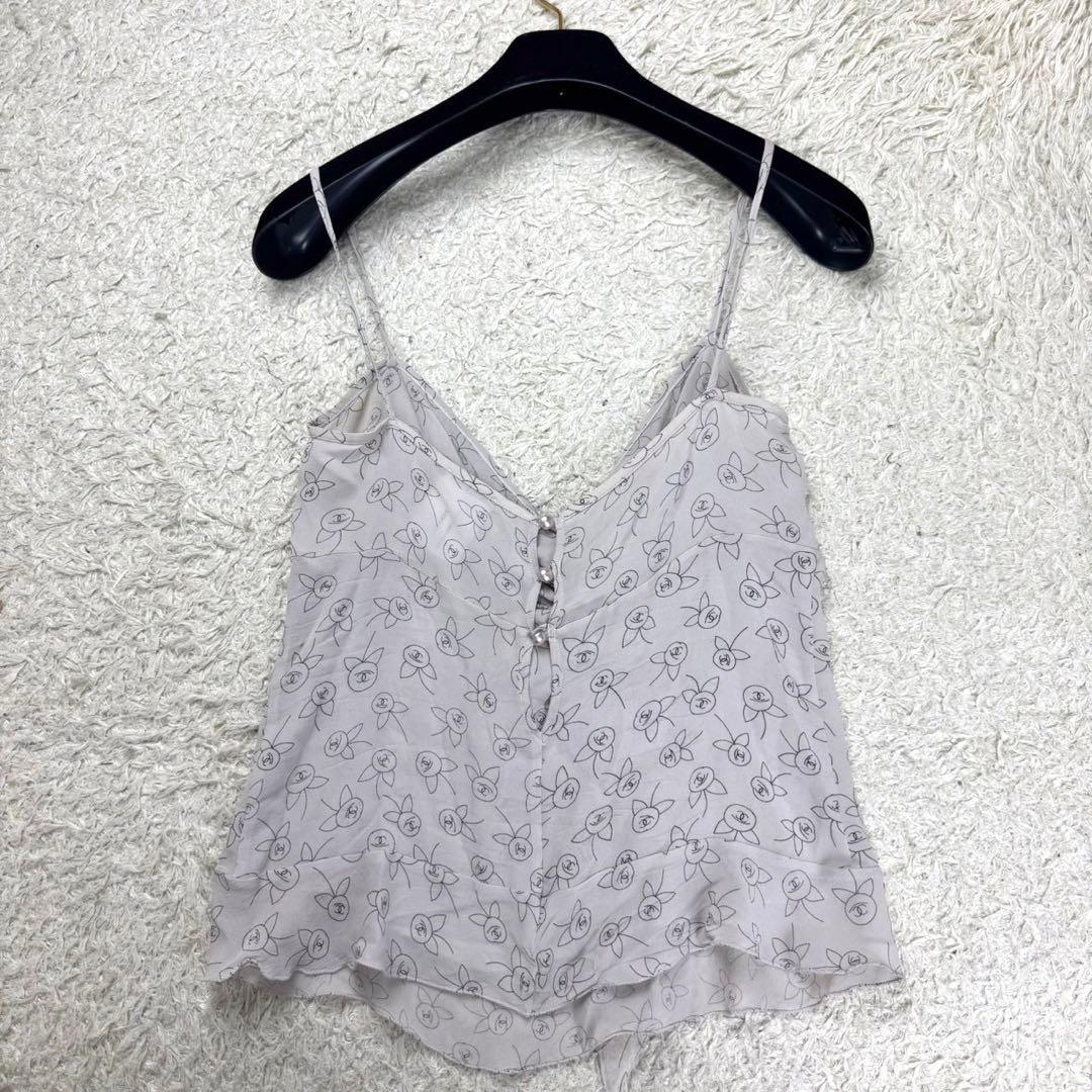 CHANEL 03A キャミソール ココマーク 総柄 フリル ロゴボタン