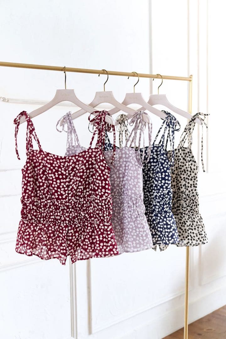 ルビー　herlipto Cherry Pattern Strap Top