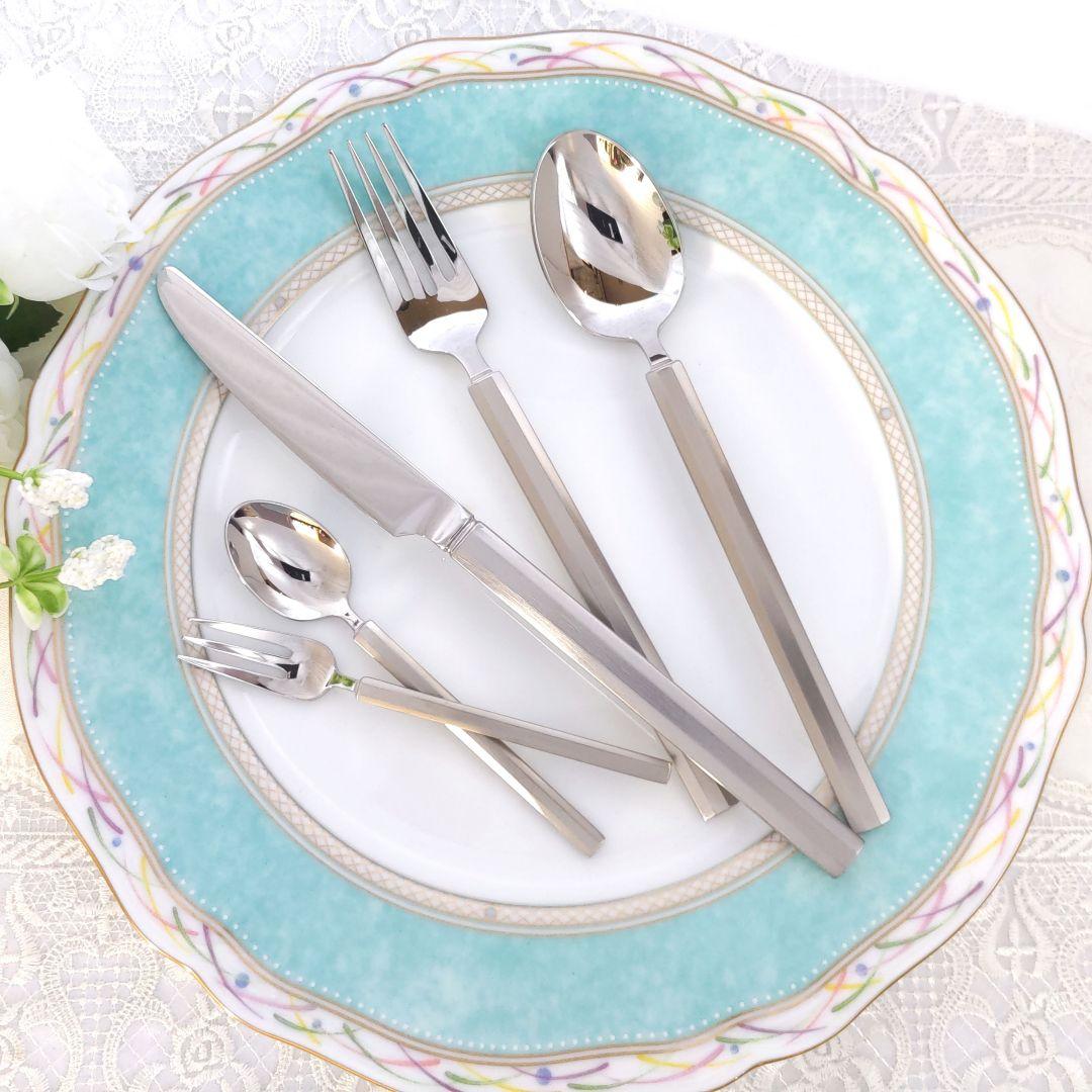 新品　ラッキーウッドカトラリーセット　ステンレス１８-１０　５種✕５名様　２５本