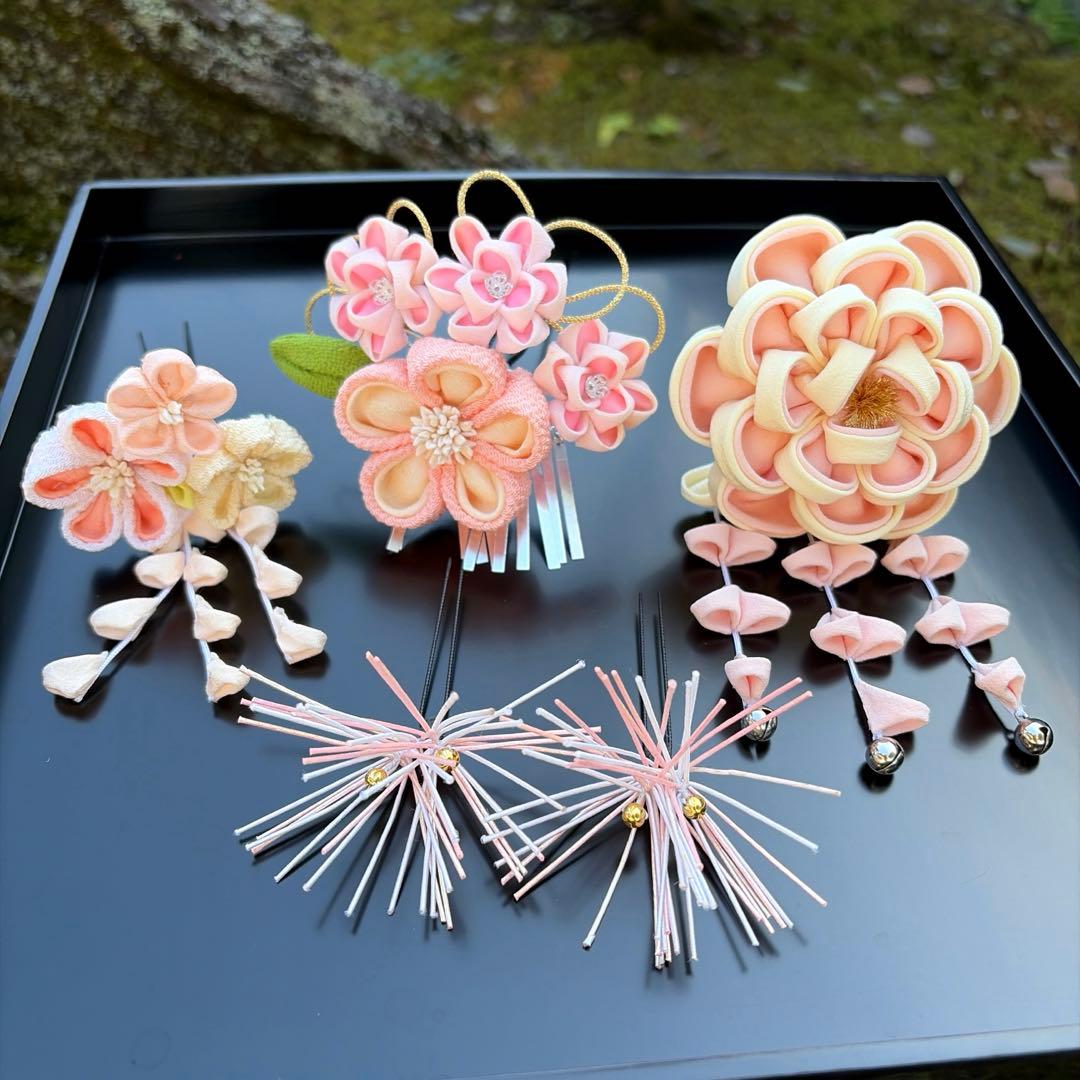 日本髪 髪飾り 七五三(7歳)～成人式 ピンク