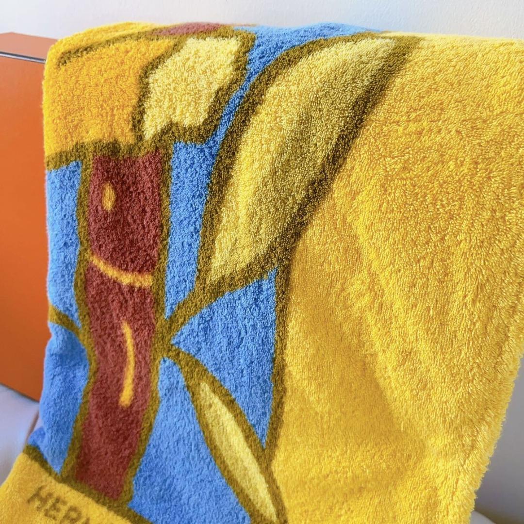 極美品 希少 エルメス ビーチタオル コアラ ラグ バスマット イエロー 動物