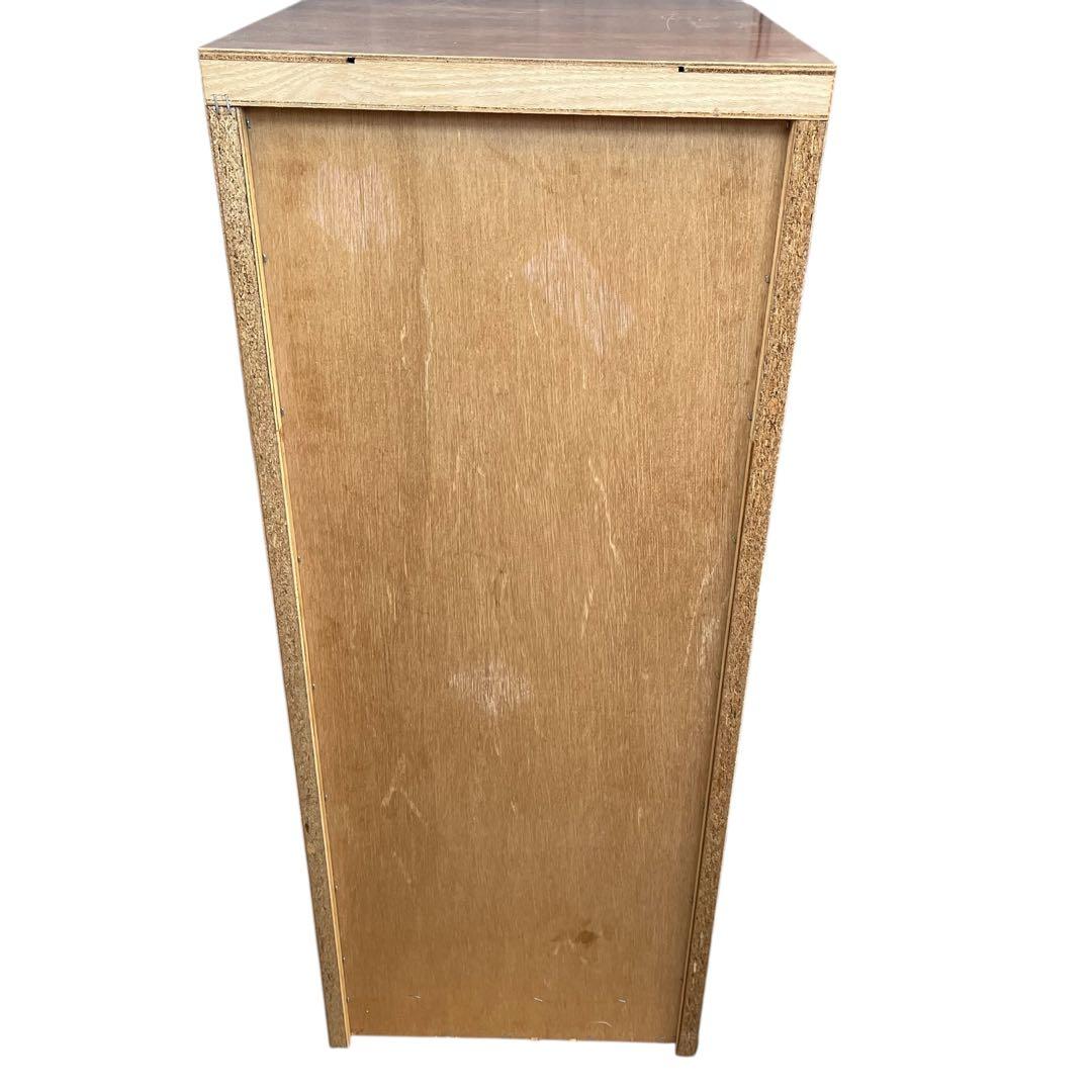 天然木 木製チェスト 5段 スリムタイプ 収納タンス ブラウン　整理タンス