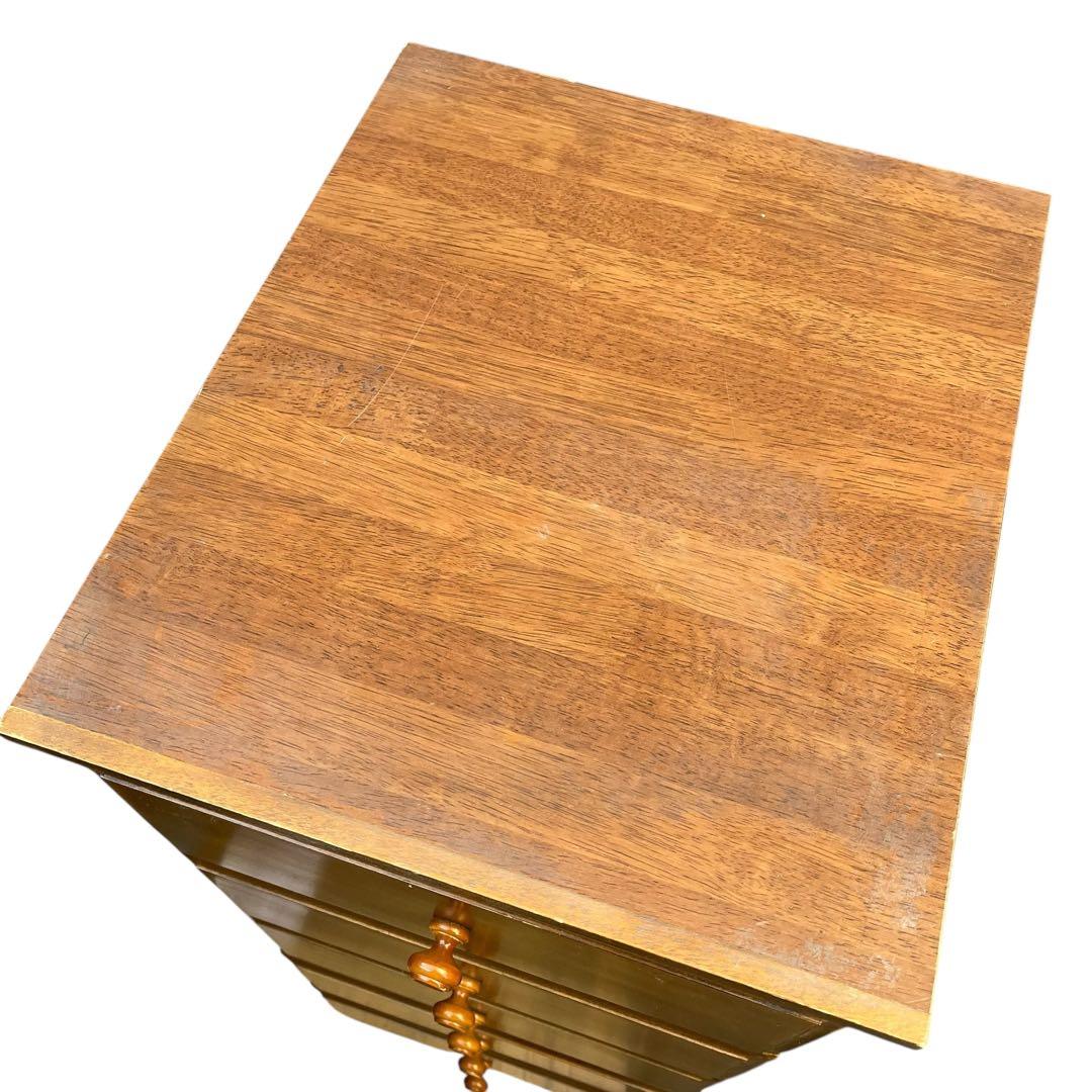 天然木 木製チェスト 5段 スリムタイプ 収納タンス ブラウン　整理タンス