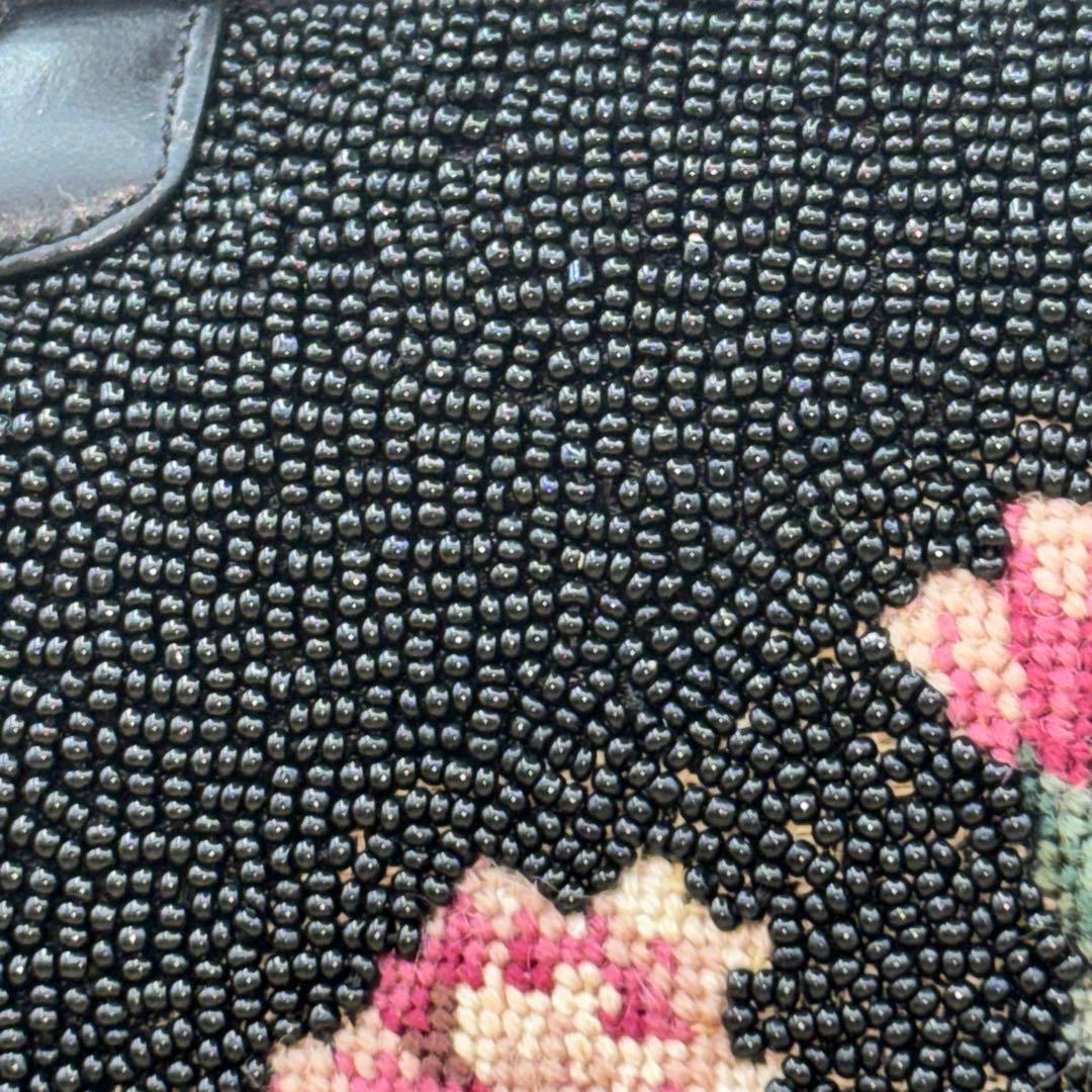 プチポアン風 ビーズ刺繍 花柄 ヴィンテージバッグ 英領香港 ハンドメイド