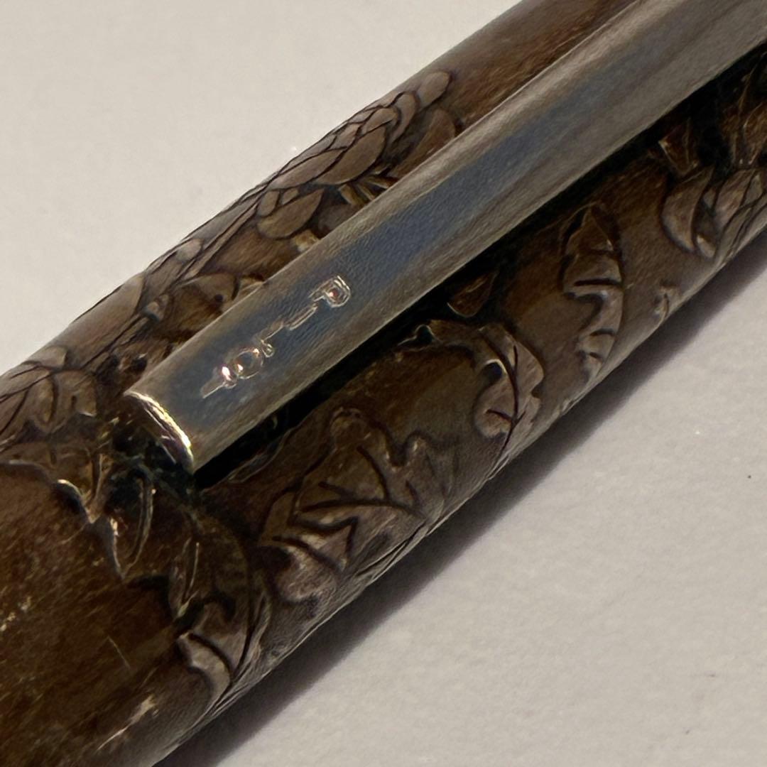パイロット スターリングシルバー 万年筆 18K-750 菊 アンティーク