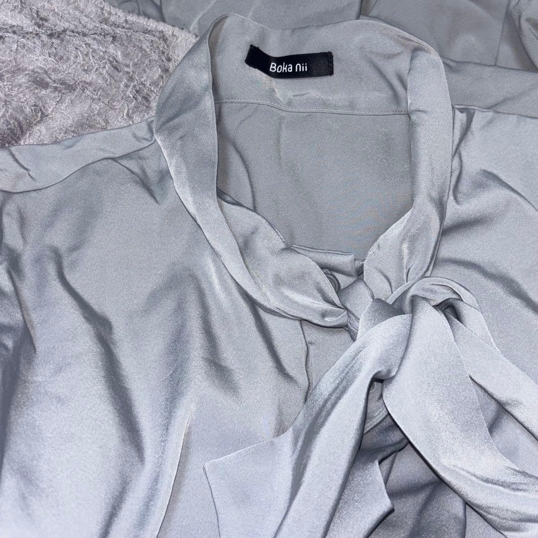 Bokanii アシメフリルワンピース　ブルー