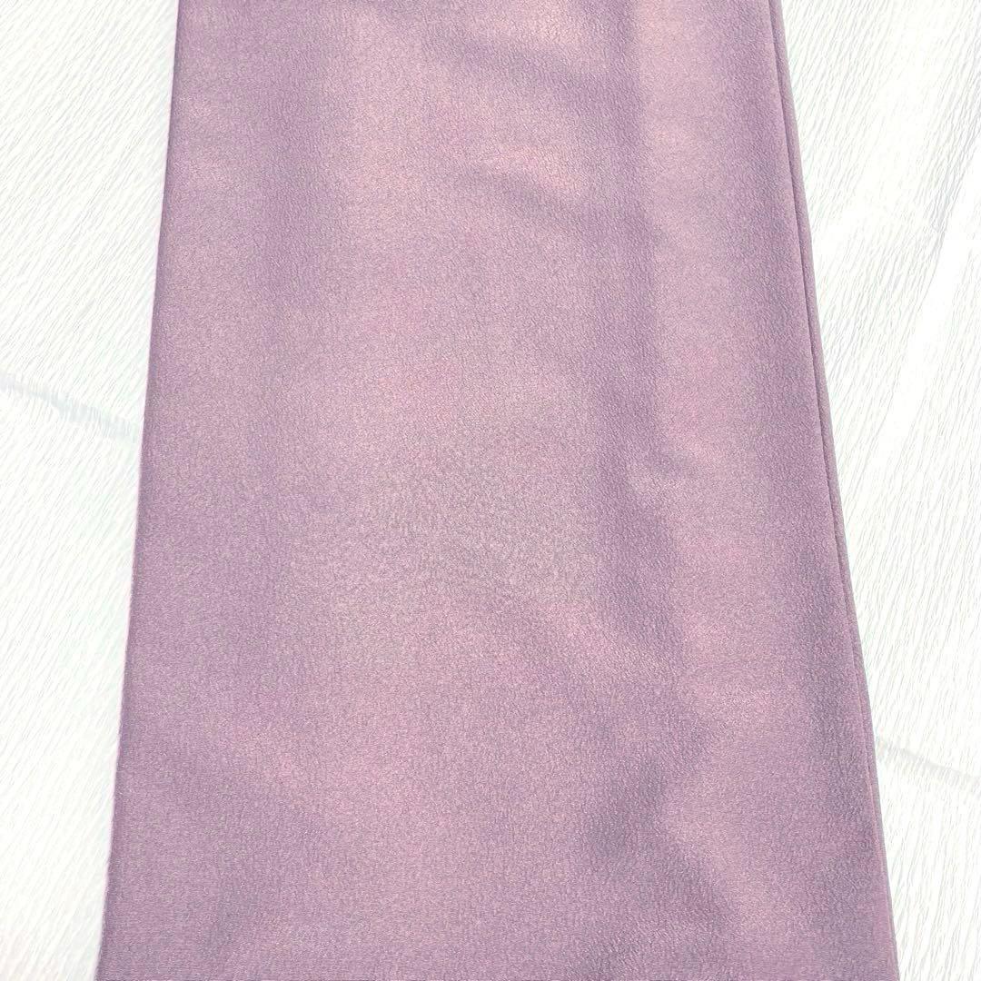 【未使用美品✨】東レシルック　洗える着物　色無地　紅藤色　紋付　手縫い仕立てO1