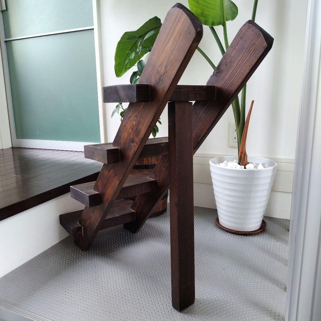 アンティーク 古木を活かした階段ディスプレイ台 シェルフ 4段 天然木