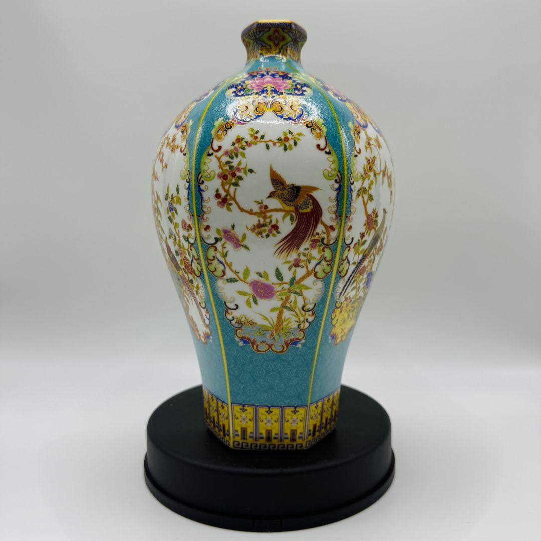 L107 六方花鳥梅瓶骨董磁器