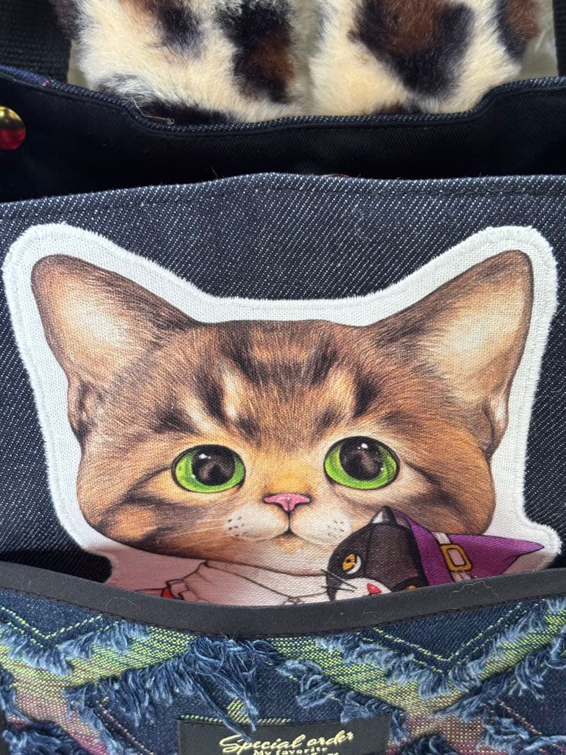 ゆ*ら様 コヤンイサムチョン　ハンドメイデニムトートバッグ　ヒョウ柄サンダーちゃ