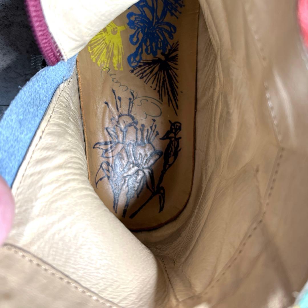 美品✨【エスタシオン】レザーショートブーツ/レインボー/厚底/コンフォート✨総柄