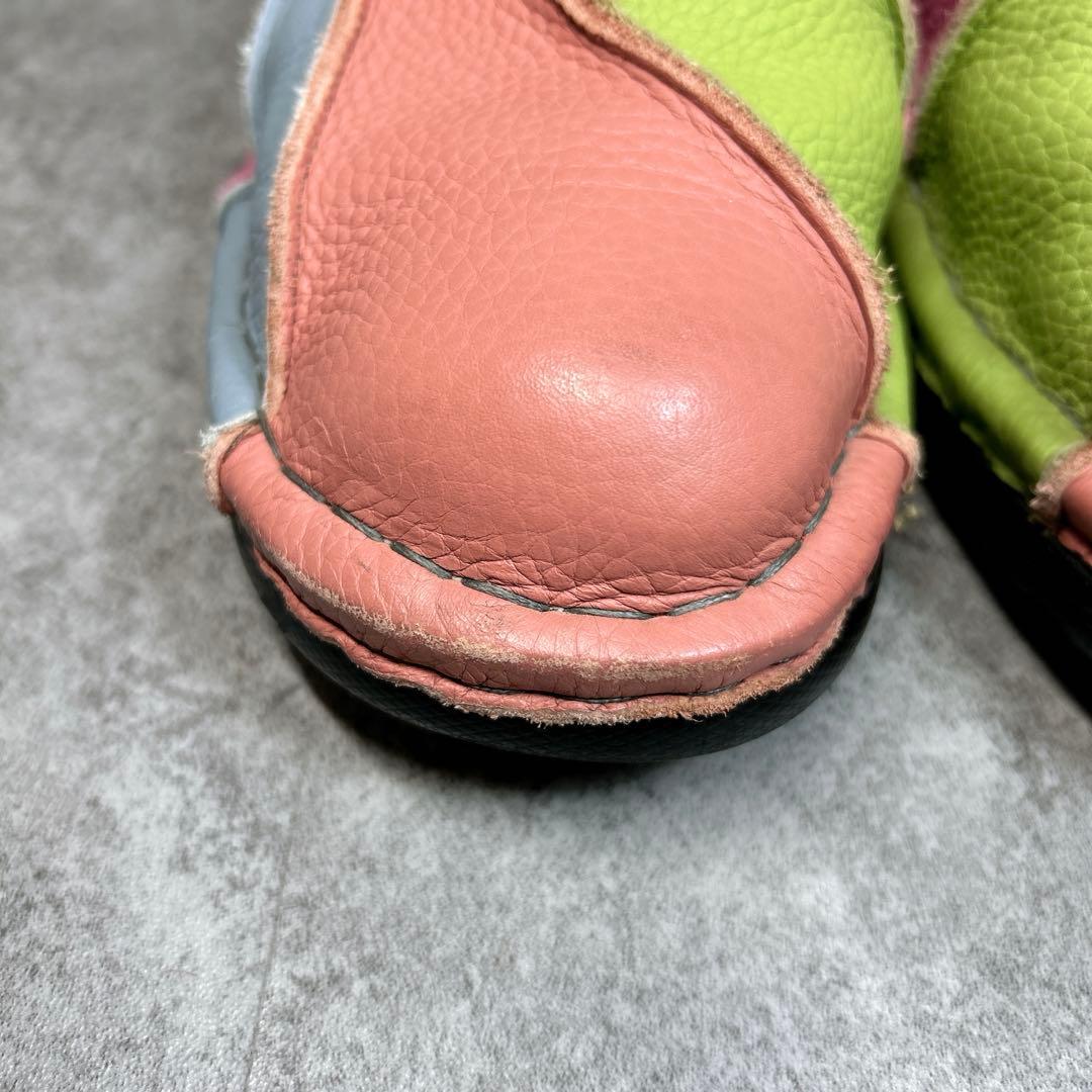 美品✨【エスタシオン】レザーショートブーツ/レインボー/厚底/コンフォート✨総柄