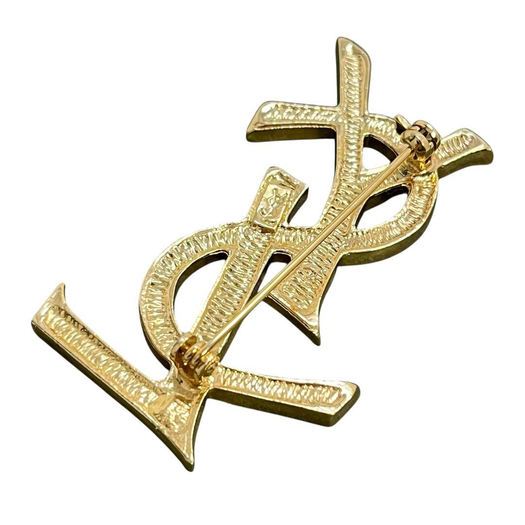 【Vintage 】イヴサンローラン YSL ロゴ　ブローチ　ゴールド