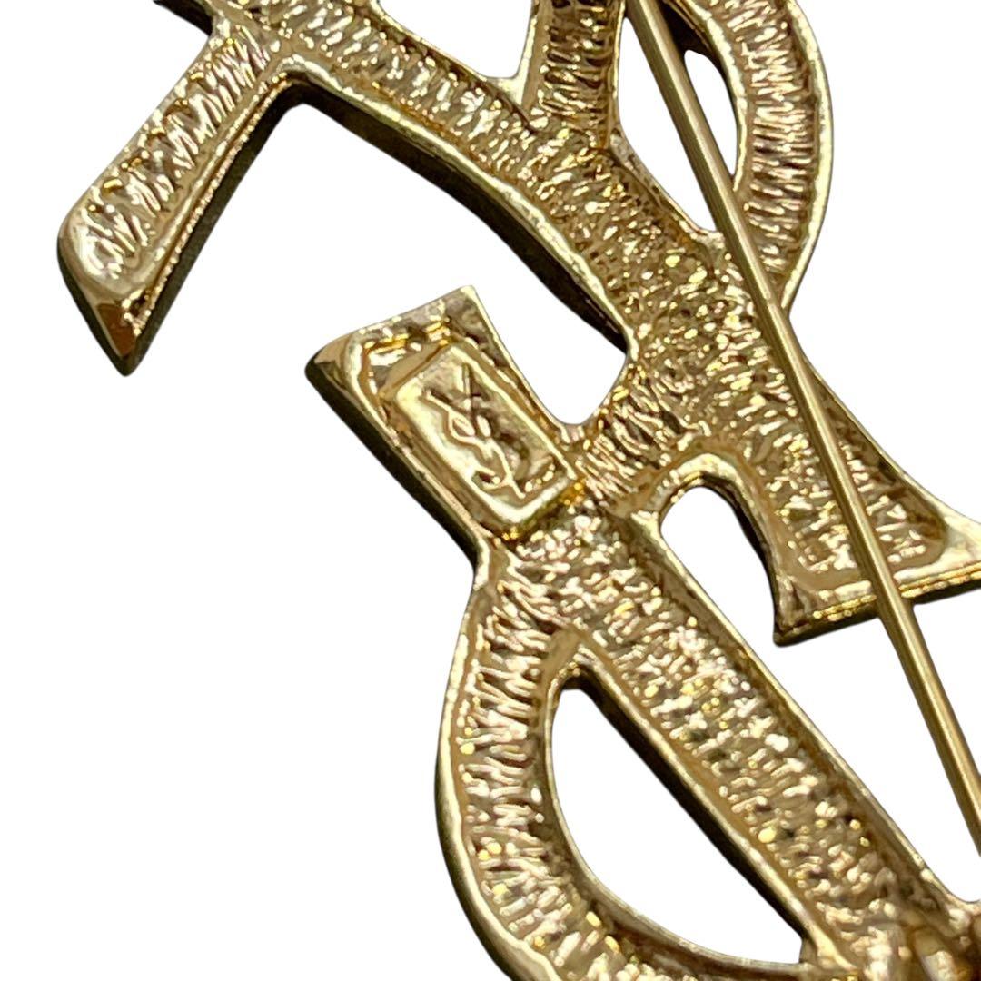 【Vintage 】イヴサンローラン YSL ロゴ　ブローチ　ゴールド