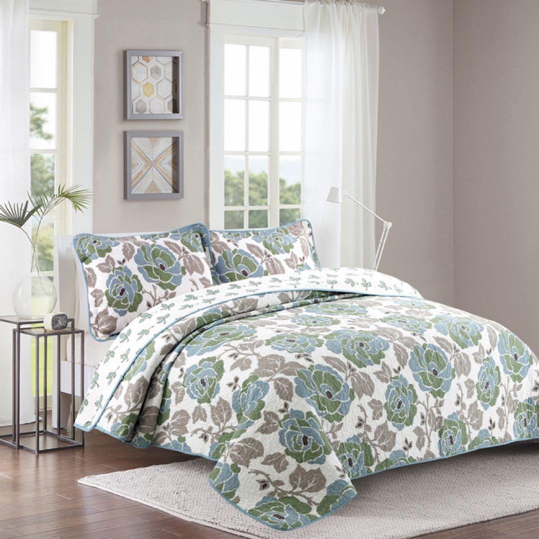 キルトベッドカバー3点セット綿マルチカバー キルティング 808