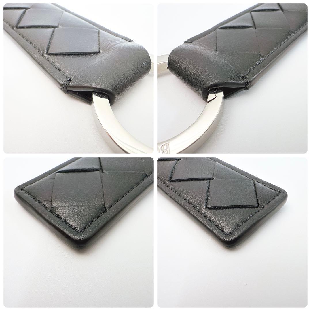 ボッテガヴェネタ イントレチャート タブ キーリング キーホルダー ブラック