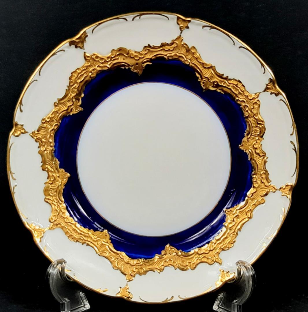 24金マイセングランツゴールドBフォーム紺カップ＆ソーサ＆プレート美品1級品 ホ