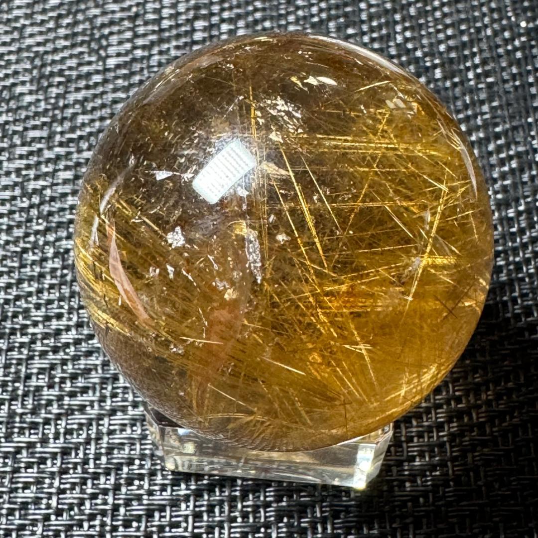 金運アップ◇ゴールドルチルクォーツ◇丸玉　約44.5㎜