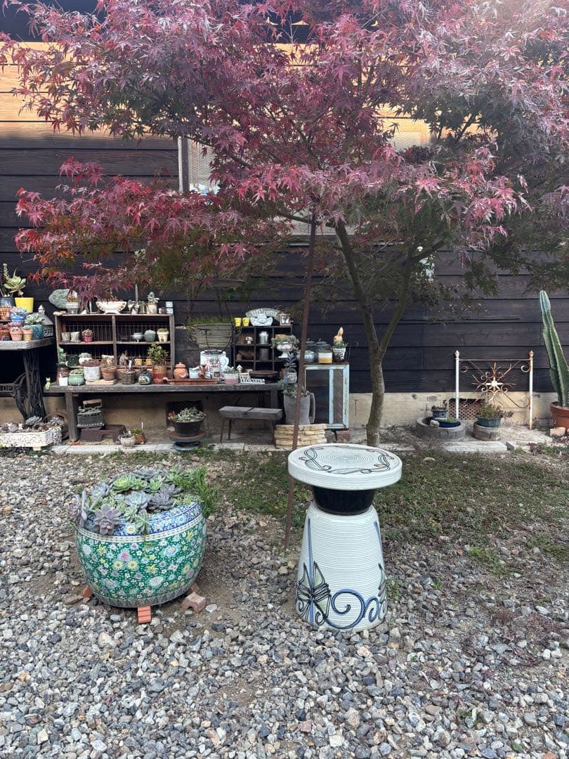 和モダン 陶器 スツール 花台 テーブル ガーデンインテリア