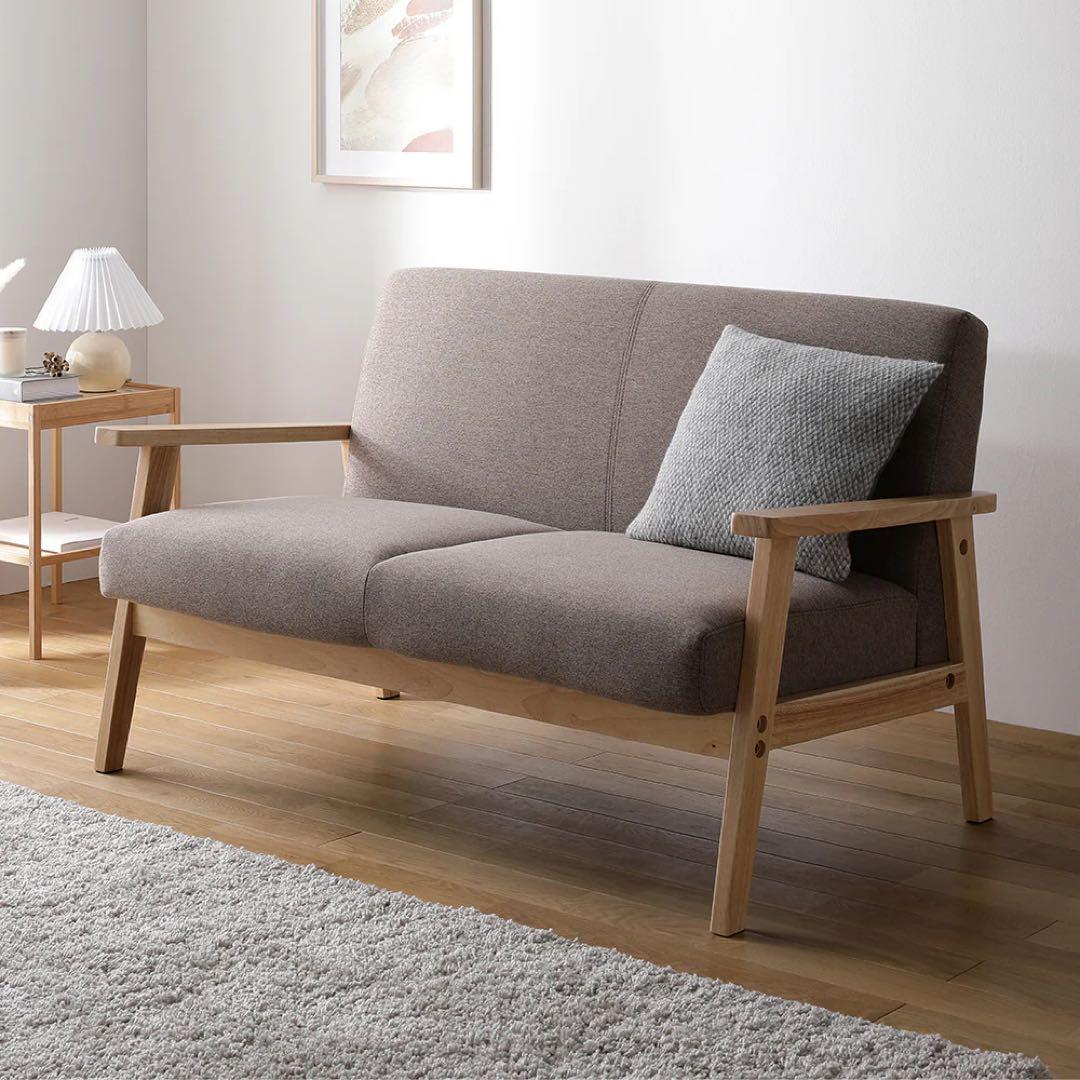 北欧風 2人掛け 木枠ソファ『TRYGG トゥリッグ』グレージュ RASIK